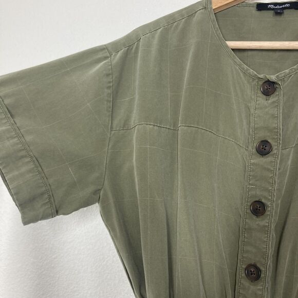 Madewell Jumpsuit Womens Medium Short Sleeves Green Tie Waist Wide Leg Lyocell - Picture 12 of 16